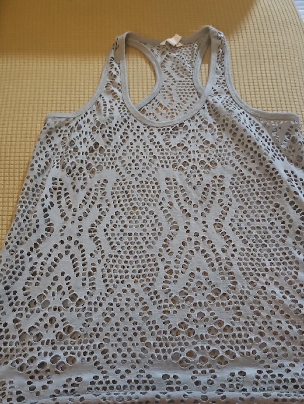Aeropostale Women’s Light Gray Crochet Racerback Tank Top Size XS
